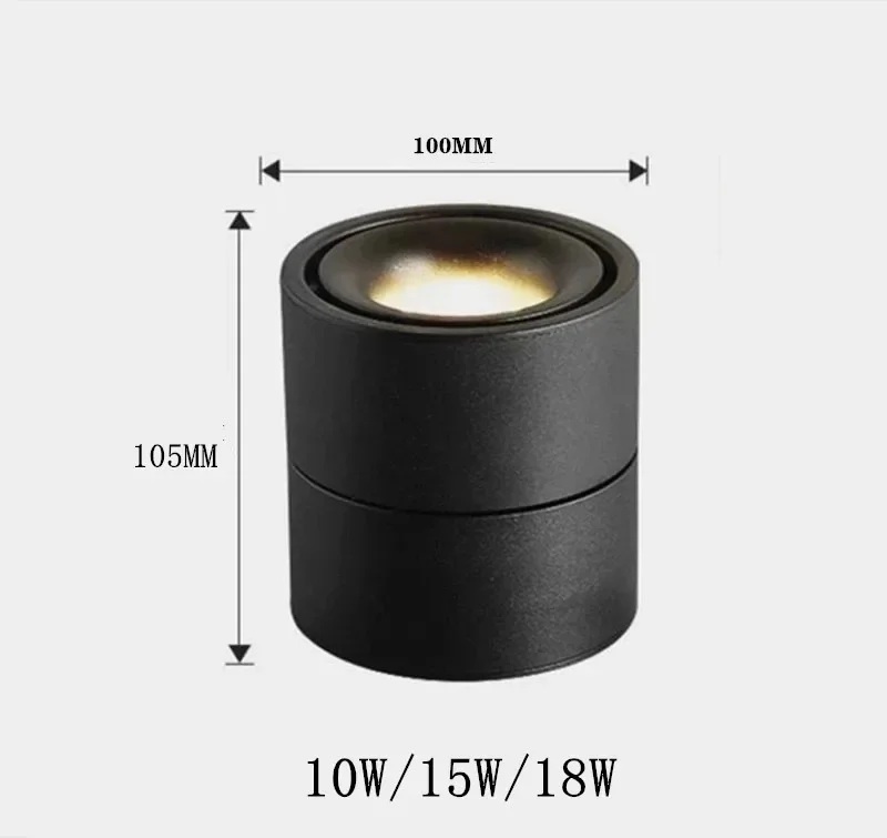 Imagem -05 - Dimmable Cob Led Downlights Lâmpadas de Teto Led Montadas na Superfície Dobrável e 360 ° Rotativo Luzes Spot de Fundo 10w 15w 18w