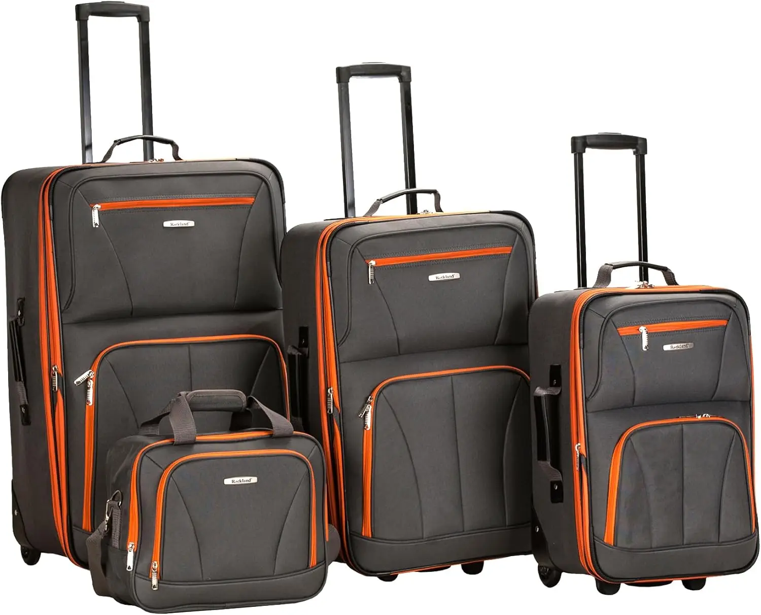 

Expandable 4-Piece Softside Upright Luggage Set in Charcoal, Sizes 14/19/24/28