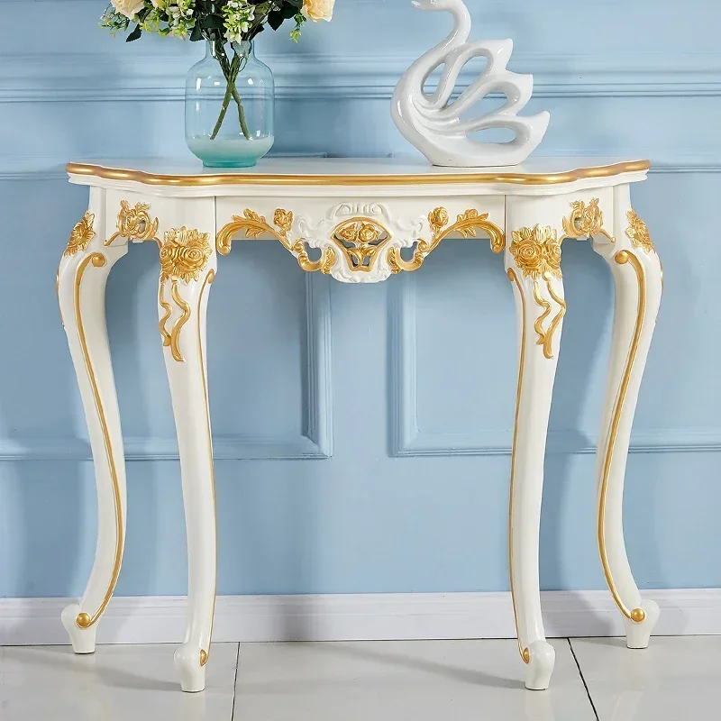 

European style entrance table foyer luxury wall cabinet against the wall semicircular end view table partition decoration