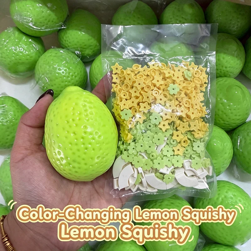 Handmade Crispy Lemon Stress Ball Squeeze Toy, Color-Changing Mango Squishy Fidget Ball, ASMR Sensory Stress Relief Toy