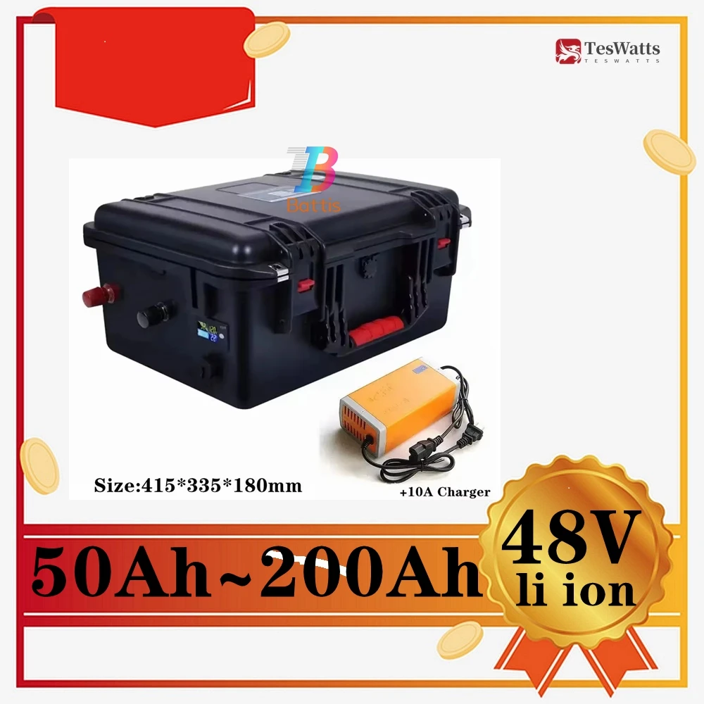 

Teswatts 48V 50Ah 60Ah 80Ah 100Ah 120Ah 150Ah 200Ah Lifepo4 battery +Charger