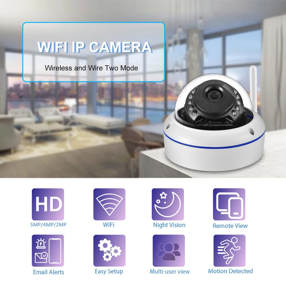 Imagem -02 - Gadinan-câmera Cctv Mini Impermeável ao ar Livre com Slot para Cartão sd Metal Dome Segurança Wireless Wifi ip Audio Record 5mp 3mp