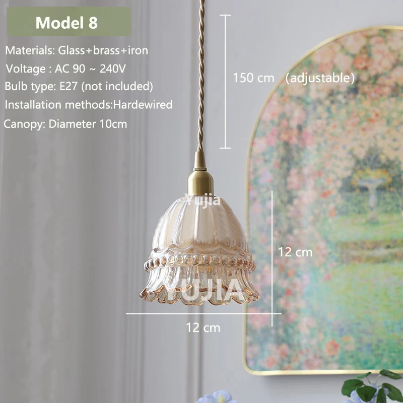 Hanglamp in meerdere stijlen Amberglas Lmapshade Messing Vintage bedlampje Verstelbare hanglamp Keukeneiland Eetkamer