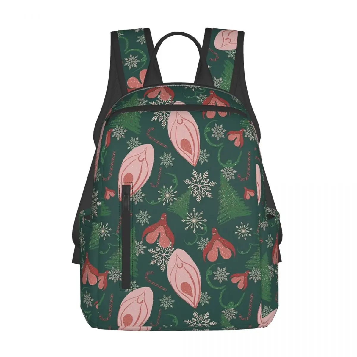 

Christmas Vulva Pattern Green Backpack Daypack Kids BookBag School Bag Shoulder Bags for Men Women