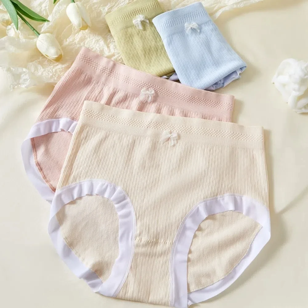 

8Pcs Low Waist Women Panties Set Female Lingerie Underwear Ruffles Briefs Random Color Comfortable Bow Underpants Daily Sports