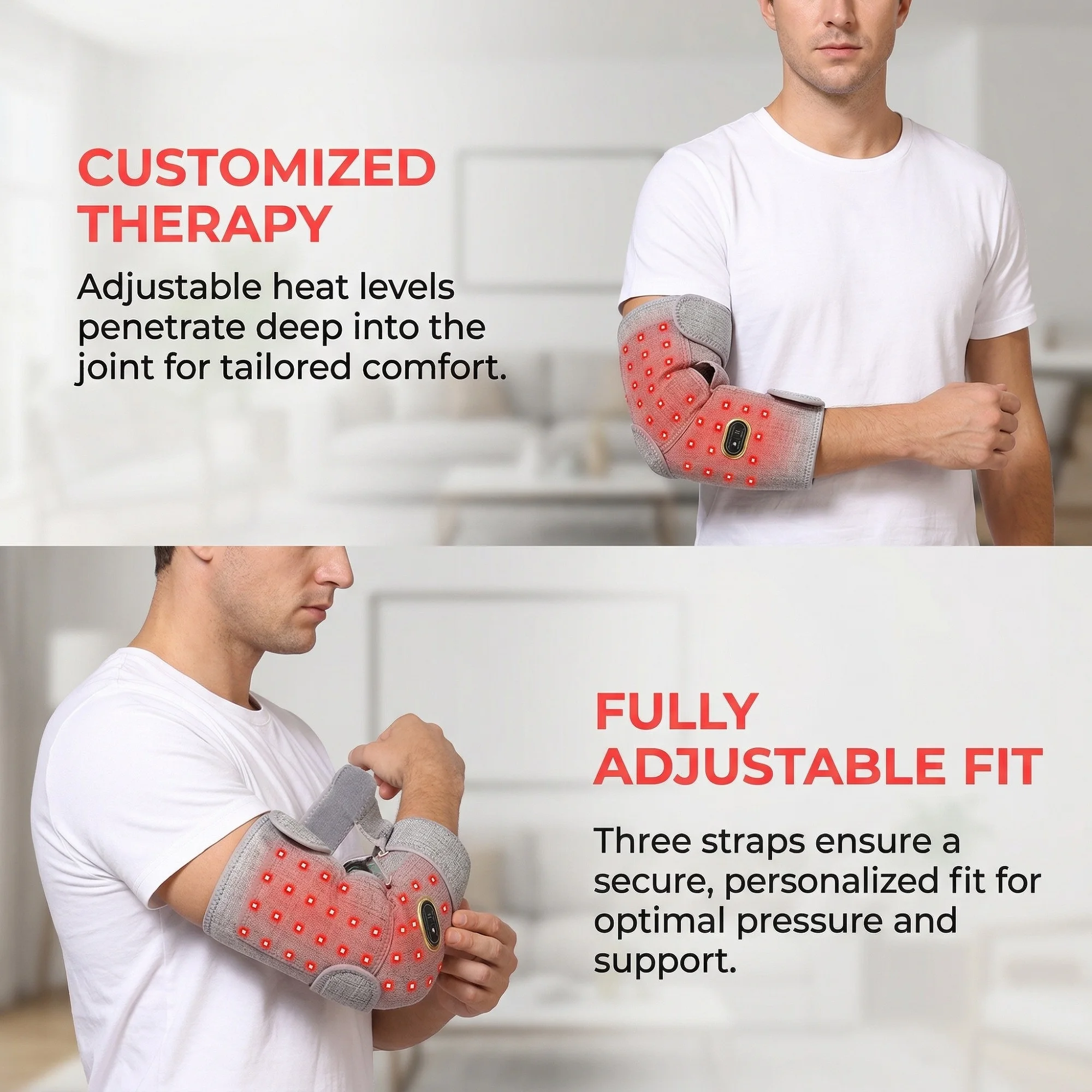 660&850nm Red Light Heating Massage Pad for Elbow Brace Joint Fatigue Relief Near Infrared Light Devices Pad Relief Relax Muscle