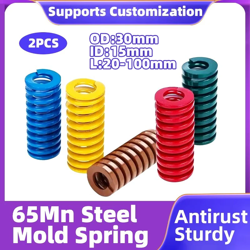 

Creamily 2PCS Compression Die Spring Spiral Stamping Springs Rectangular Spring OD 30mm ID 15mm L 20-200mm