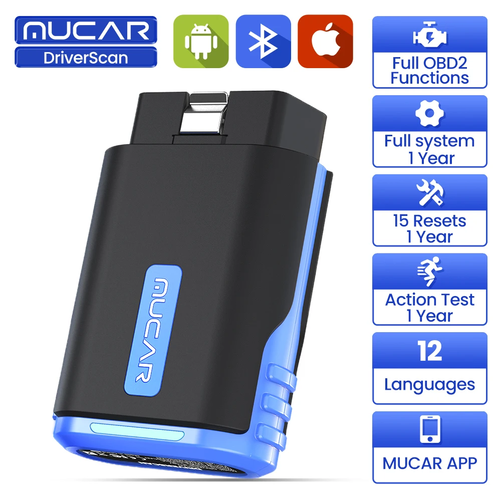 

MUCAR DriverScan OBD2 Сканер Интеллектуальный диагностический инструмент Полная диагностика системы 15 сбросов Двунаправленный считыватель кодов 1 год бесплатно