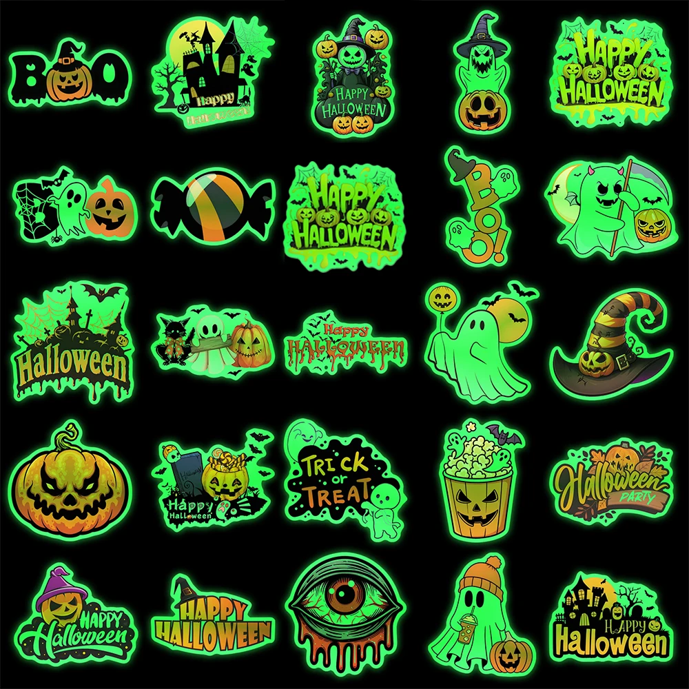 10/30/50pcs Luminoso Ognissanti Del Fumetto Adesivi Gotico Fantasma Zucca Decalcomanie per la Cancelleria Valigia Del Telefono FAI DA TE Fresco adesivo Decor