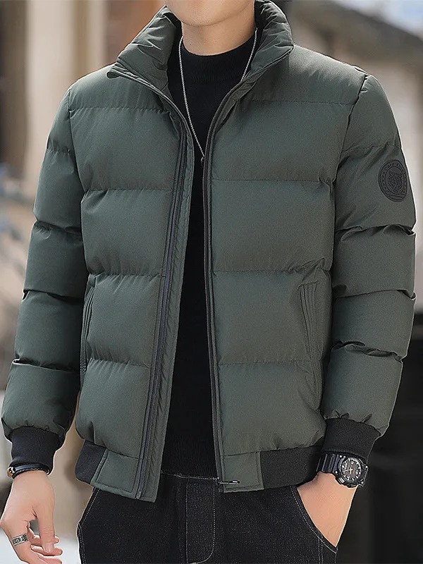 

Мужская повседневная утепленная куртка-пальто с длинными рукавами, однотонная, модная, в городском стиле, приталенного кроя, из утолщенного хлопка