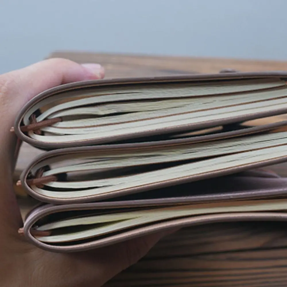 

Vintage Portable Leather Notebook Hand Ledger Stationery Diary Book Hardcover Exquisite Notepad Office