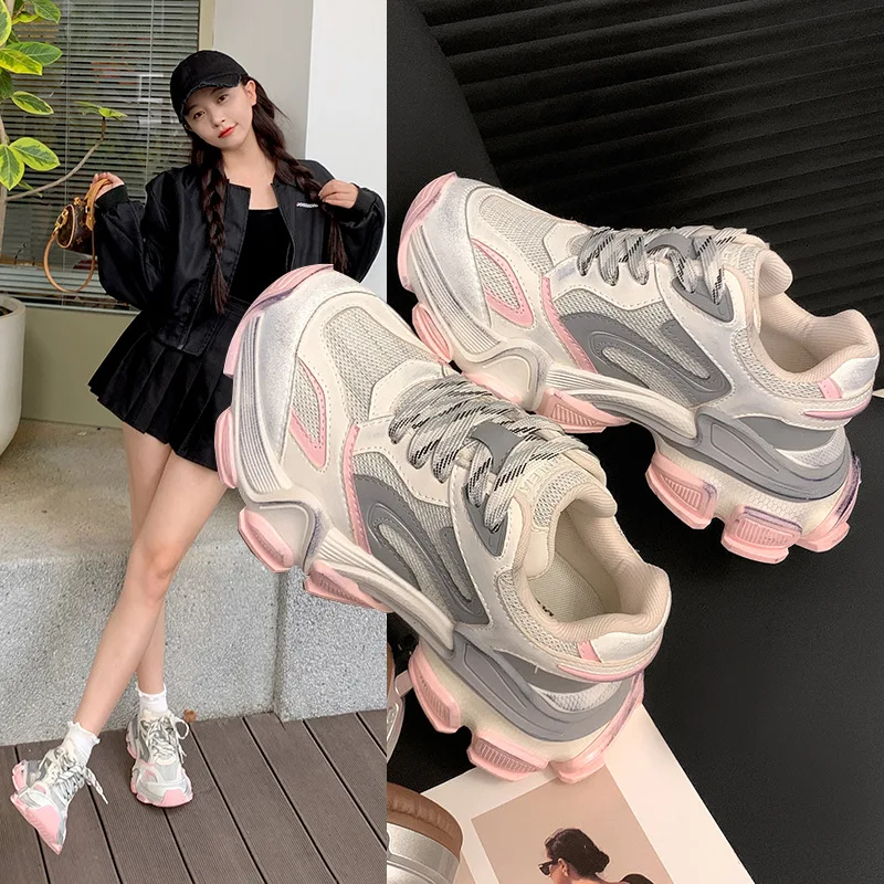 

Новая женская дышащая повседневная спортивная обувь с низким вырезом, дизайнерская женская повседневная спортивная обувь на толстой подошве с круглым носком, женская обувь