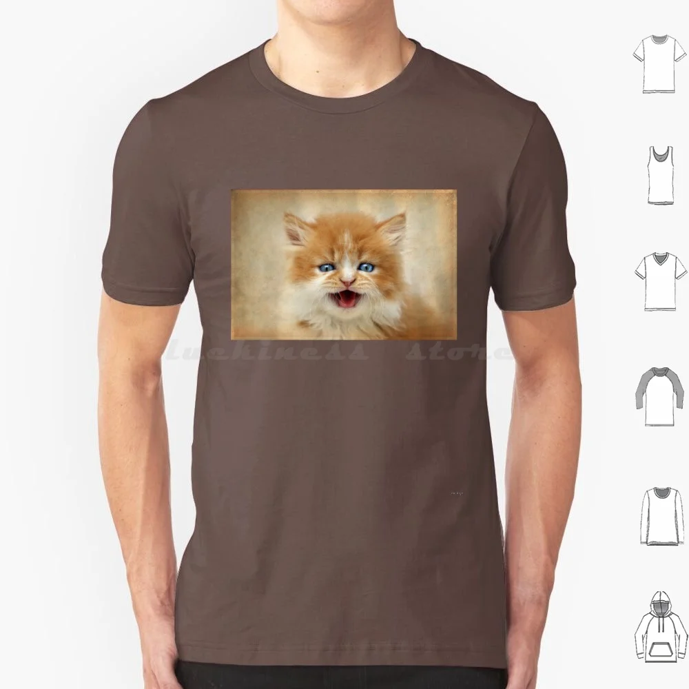 Where's My Dinner ? !! T Shirt Big Size 100% Cotton Persian Cat Kitten Ginger Blue Eyes Miaow Fluffy Portrait Pet Micklyn Cute