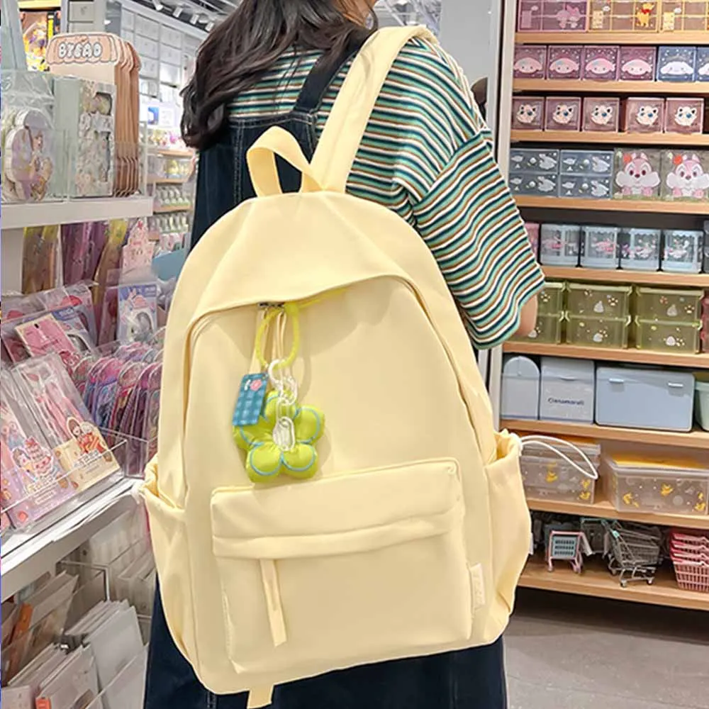 New Embroidered Name Outdoor Travel Backpack, Personalized Solid Color Nylon Backpack,Custom Name Large Capacity Campus Backpack
