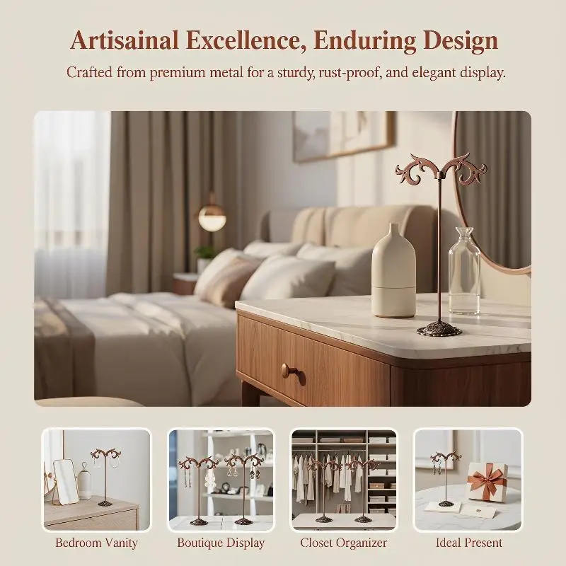 3Pcs Minimalist Earring Holder Rack Affordable Jewelry Display Stand Hanger for Apartment Dorm Vanity Use