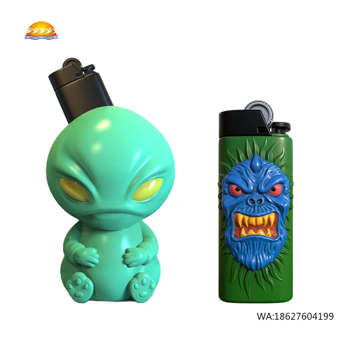 

Оптовая продажа: Чехол для зажигалки из керамики с индивидуальным принтом, современный дизайн «Зеленый монстр-инопланетянин», стильный чехол для хранения зажигалок