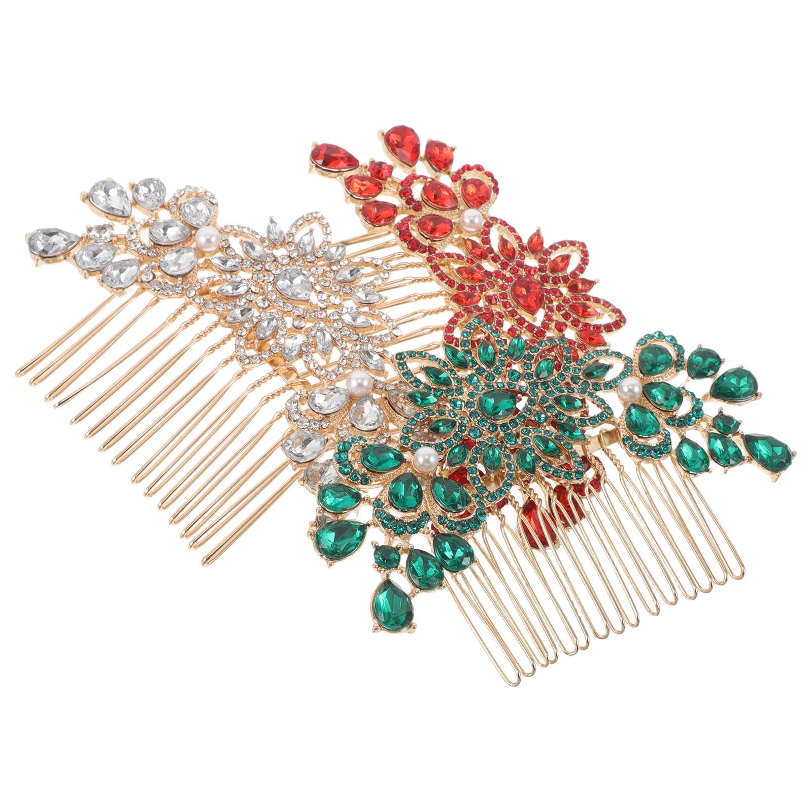 

3pcs Rhinestone Hair Comb Diamond Hairpin Flower Metal Claw Clip Bridal Wedding Accessories Women Sparkly Bun Clips Firm