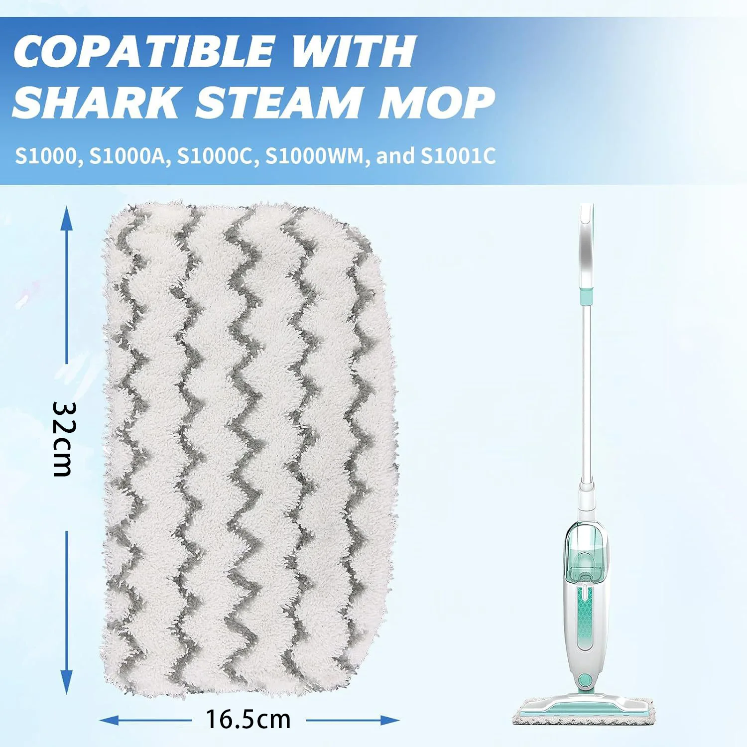 For Shark Steam Mop S1000 S1000A S1000C S1000WM S1001 Mop Rag Microfiber Steam Mop Replacemen Pad Washable Cleaner Pad