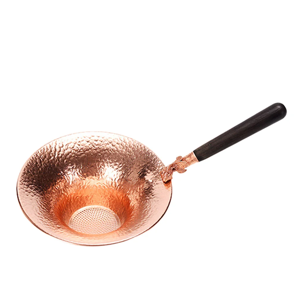 

Copper Tea Strainer Wooden Handle Smooth Polishing Healthy Environmentally Friendly Tea Filter Infuser Strainers Kitchen