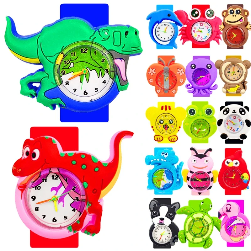 48 Stile digitale Kinderuhr, niedliche 3D-Cartoon-Tier-Slap-Armbanduhren für Jungen und Mädchen, Geschenke, Kinder-Quarz-Armbanduhren