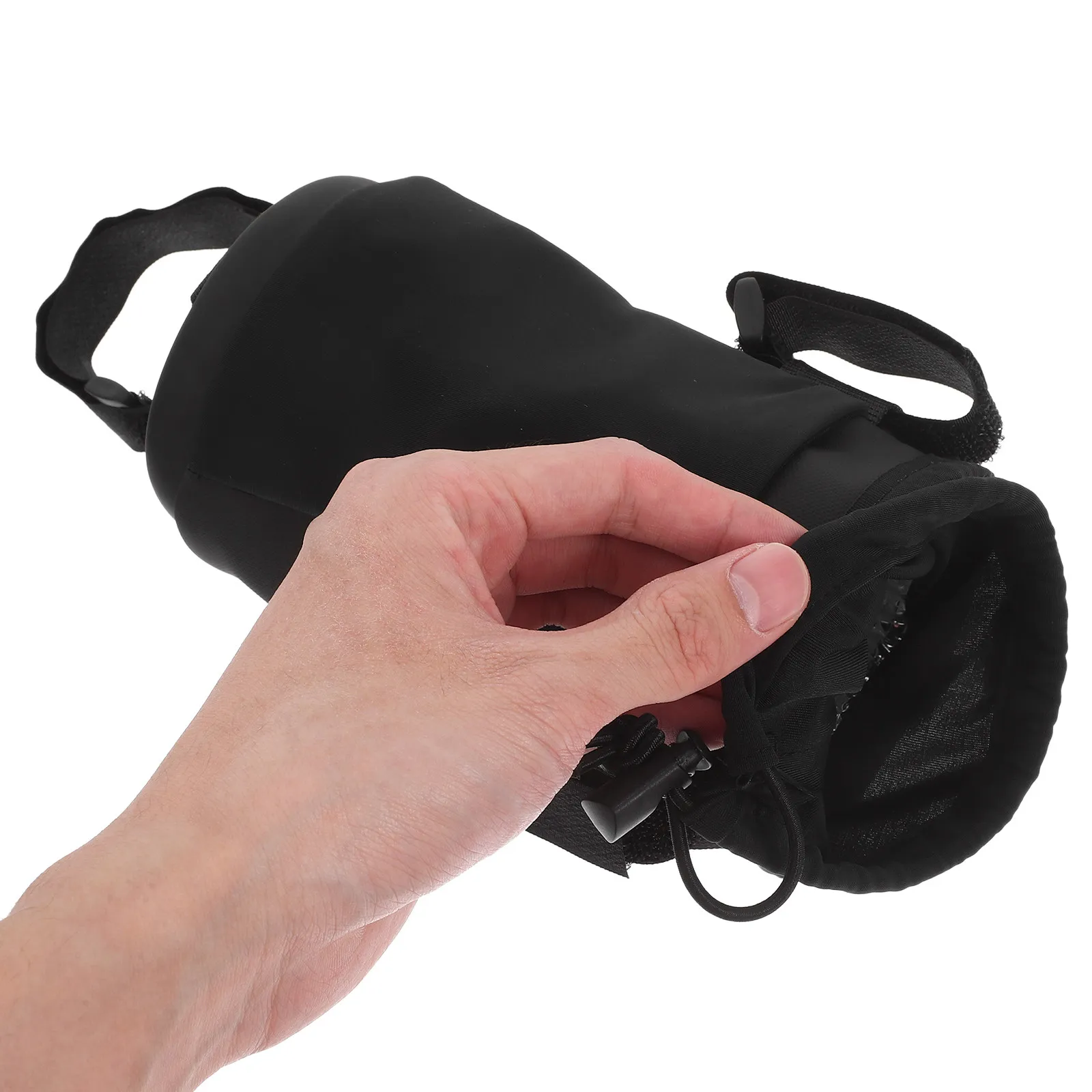 

Handlebar Water Bottle Bag Black PU Cycling Insulated Waterproof Bike Front Storage Pouch Easy Access Phone Side Pocket