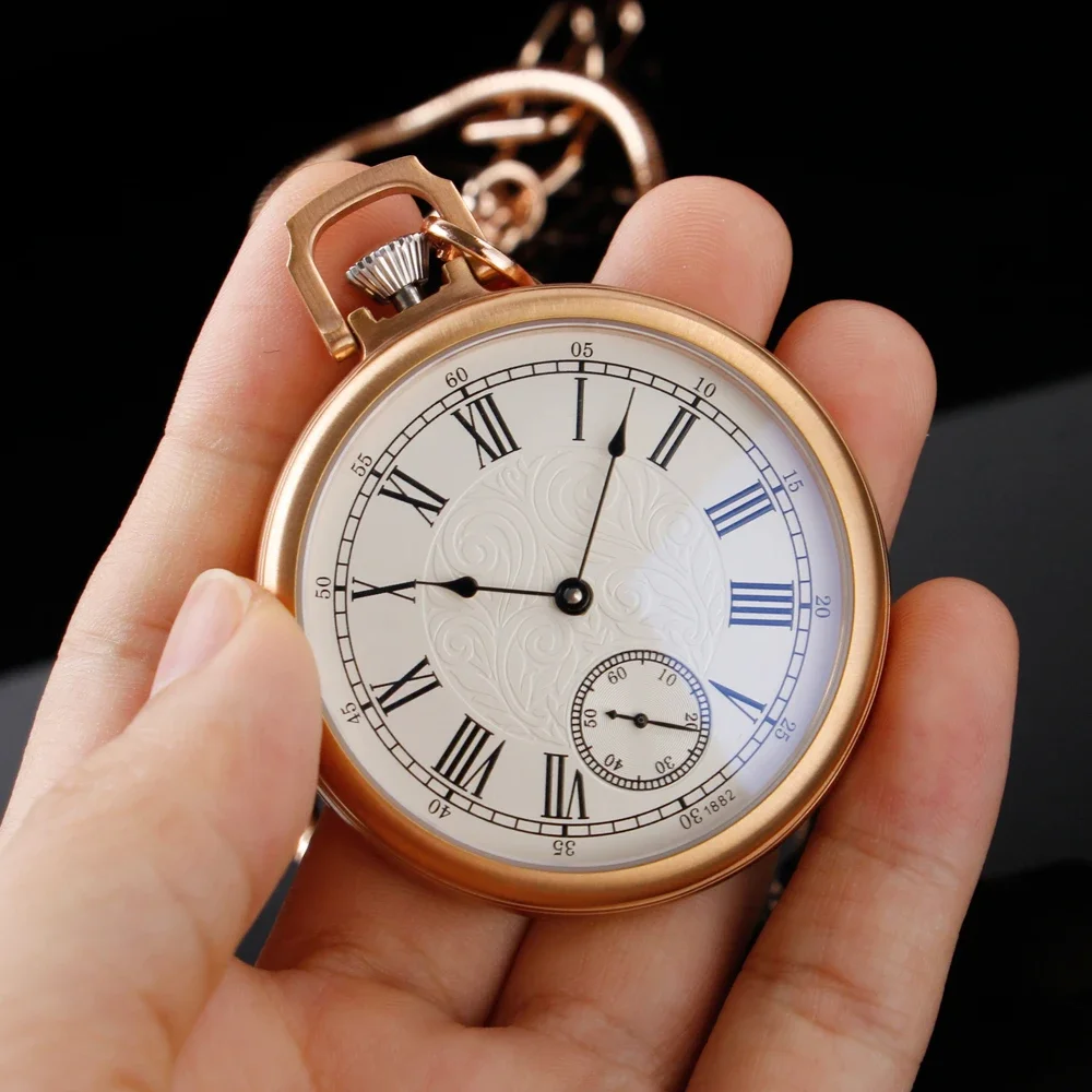 Luxury Gold Antique Pocket Watch Mechanical Wind Water Resistance Full Steel Pocket Fob Watch Christmas Birthday Collection Gift