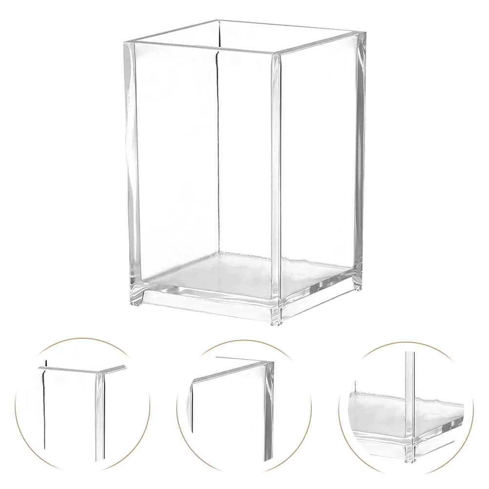 

4pcs Acrylic Pen Desktop Storage Box Transparent Makeup Brush Holder Multi-Functional Office Container Tidy Desk Decorative