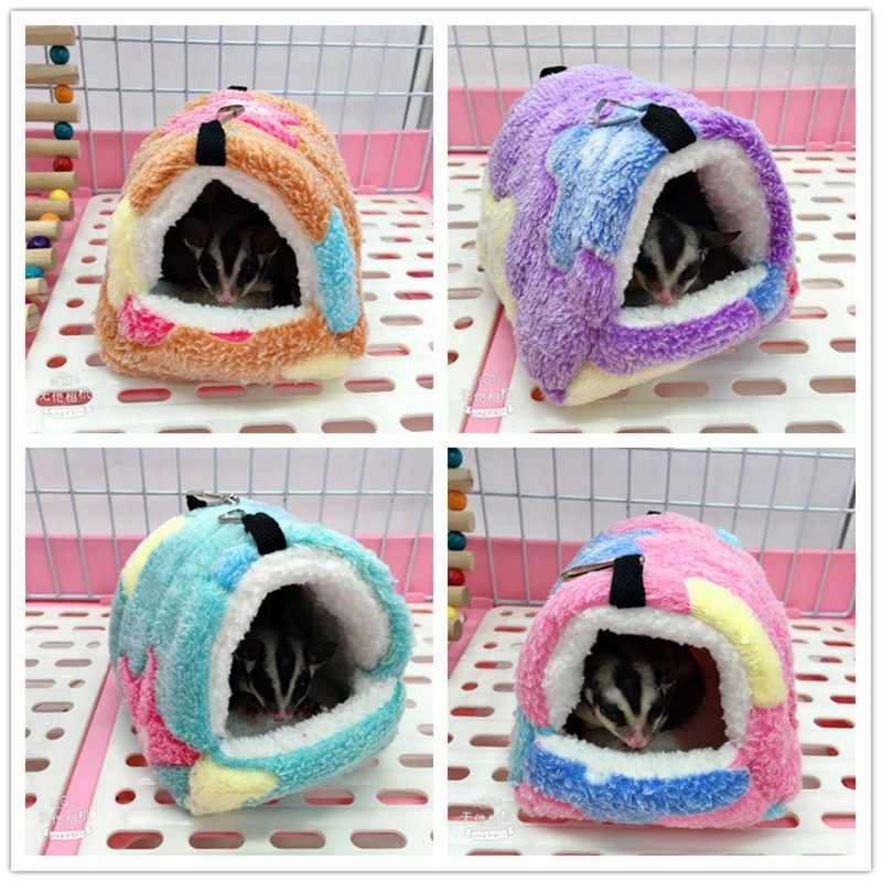 Hamster House Warm Soft Beds And Houses Rodent Cage Printed Hammock for Rats Cotton Guinea Pig Accessories Small Animal