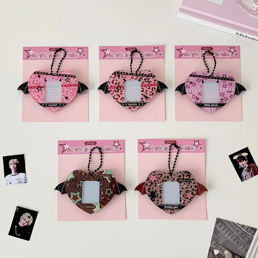 Acrylic Photo Frame Pendant Heart Shape Clear 1-inch Idol Card Holder Hanging Ornament Photo Card Sleeve Card Collection