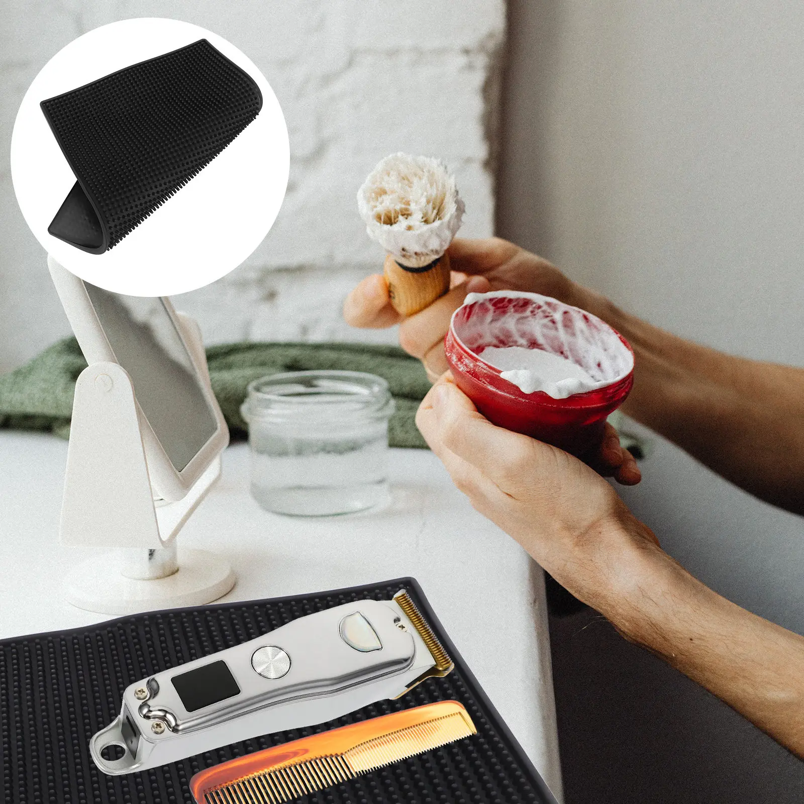 

Противоскользящий коврик из ПВХ для салона красоты, органайзер для парикмахерской станции, держатель для инструментов, подставка для укладки волос, коврик для парикмахера, держатель для машинок для стрижки