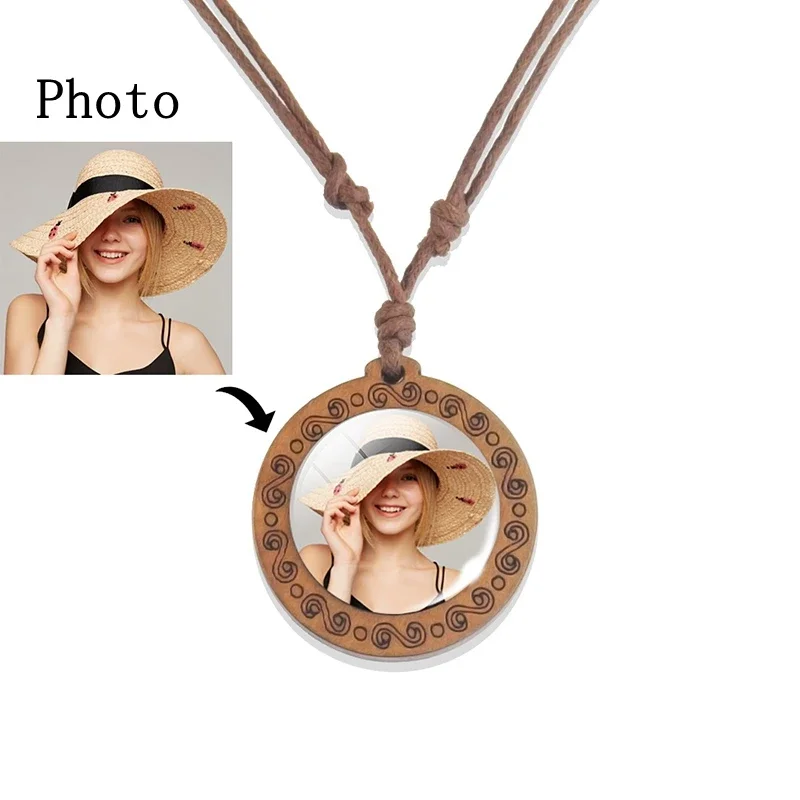 Personalized Photo Logo Glass Cabochon Pendant Necklace Custom Luminous Picture Pendant Christmas Gift