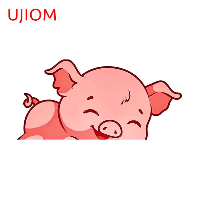 UJIOM Cute Animal Pig Peep Wall Sticker Delicate Baby Nursery Room Decal  Adorable Refrigerator Suitable for Computer Case Decor