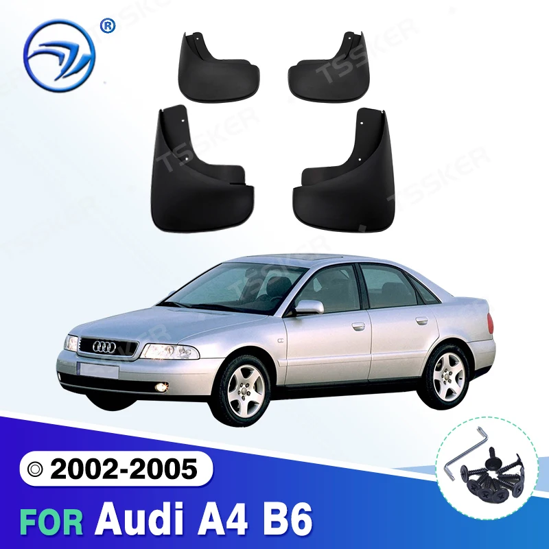 Set Molded Car Mud Flaps For Audi A4 B6 2002-2005 8E Mudflaps Splash Guards Mud Flap Mudguards Fender Styling 2004 2003