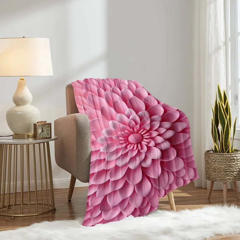 1pc 3D Visual for Lotus Pattern Flannel Blanket, Lightweight and Soft Blanket, Gift Blanket for Family and Friends. Birthday Gif
