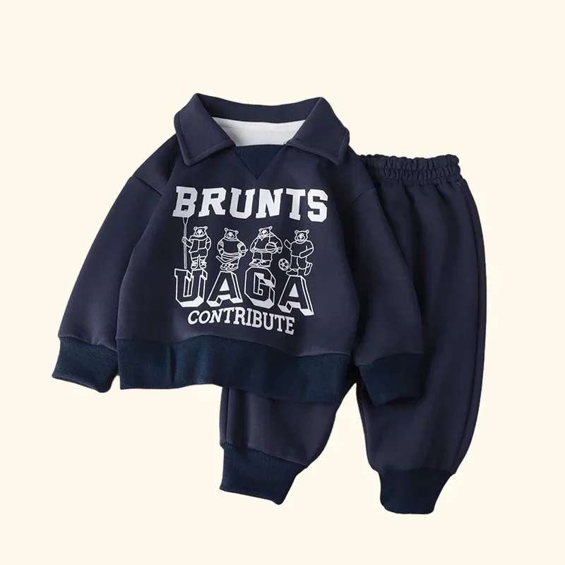 Children Clothes Sets Autumn Winter Polo Sweatshirt+Pants Sport Suits for Kids Boys Girls Warm Tracksuits Kids Clothing