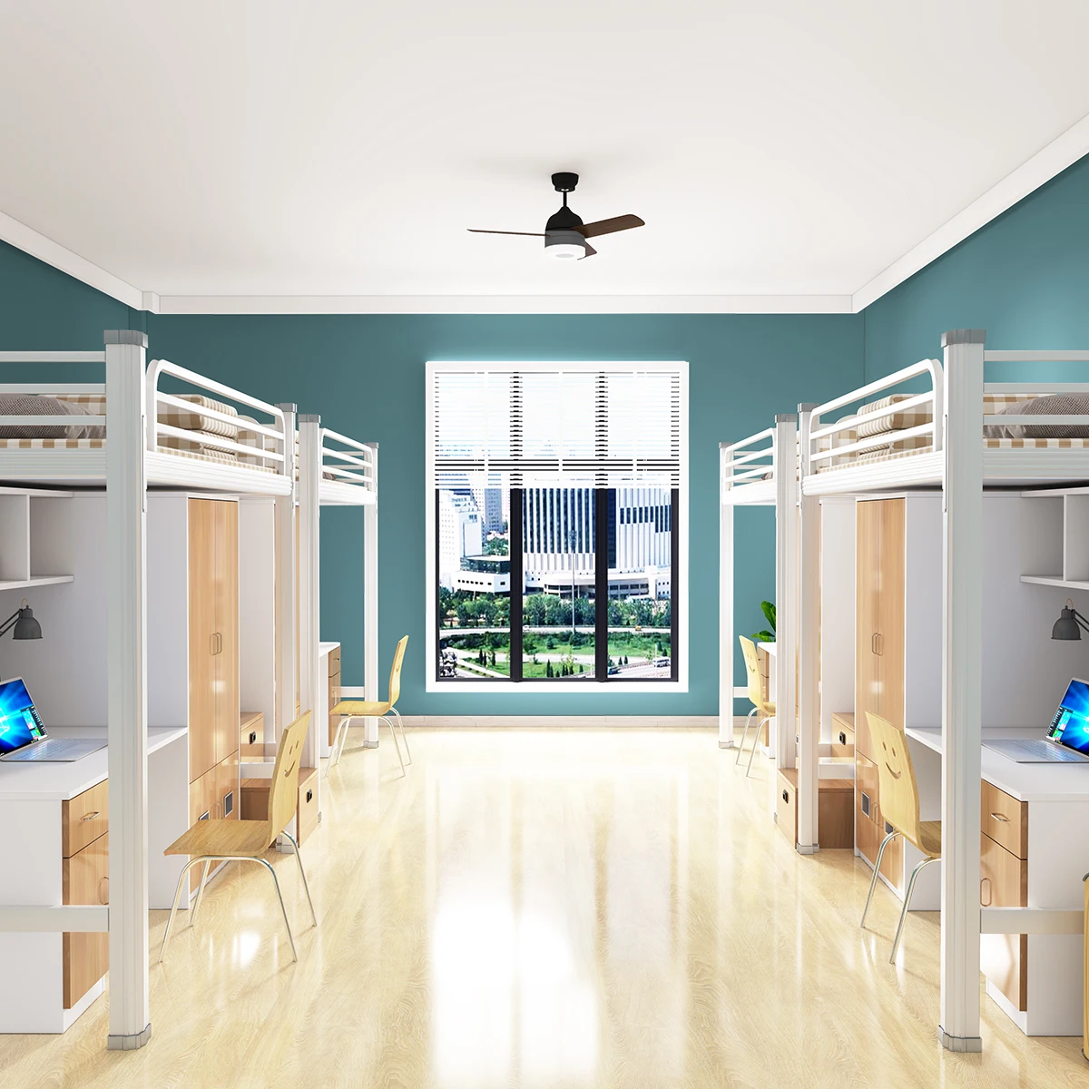 Upper bed and lower table combination bed, modern dormitory bed, staff iron frame bed, college student dormitory bed