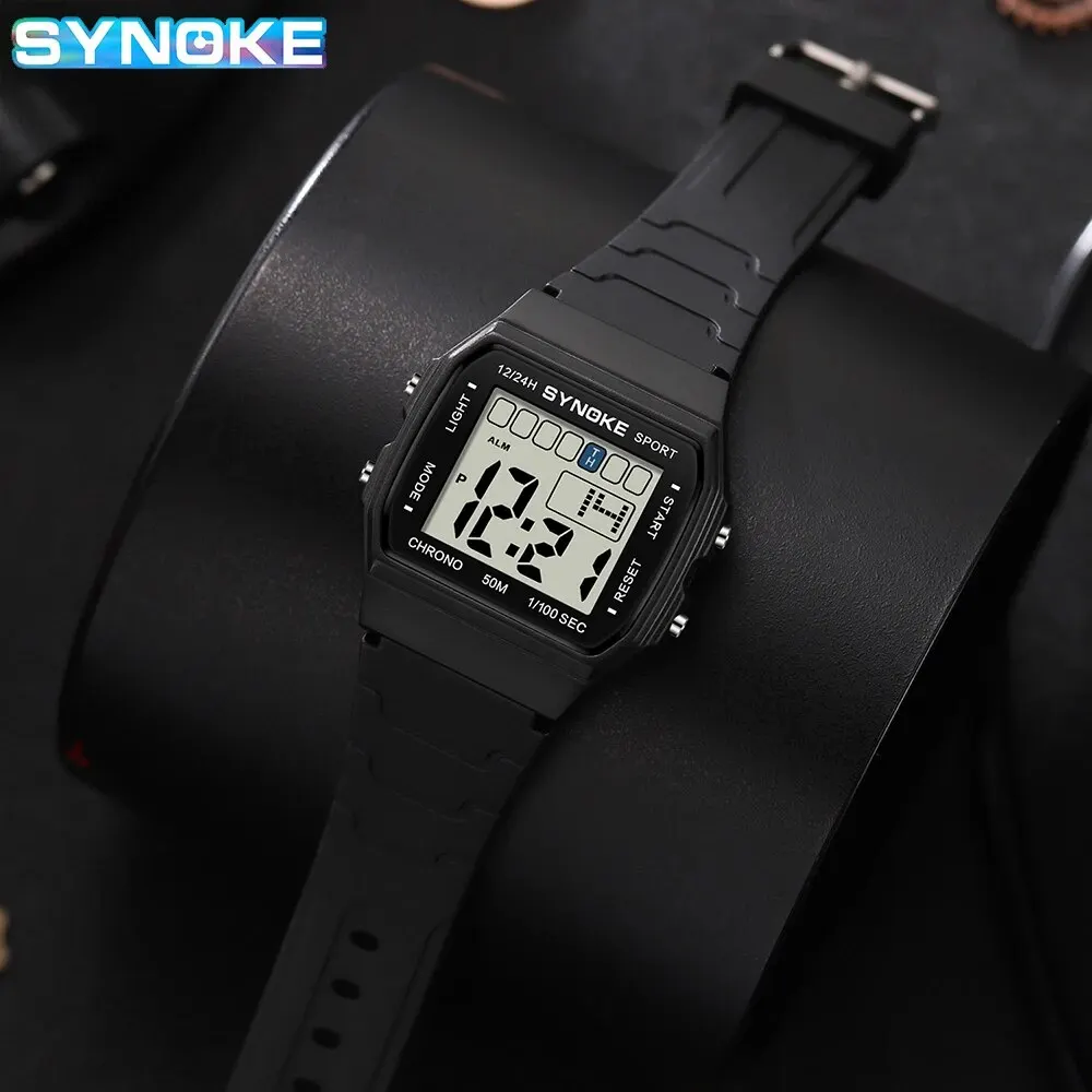 SYNOKE Student Electronic Watch Unisex Sport Watch For Women Waterproof Luminous LED Digital Lady Retro Men Wrist Watch