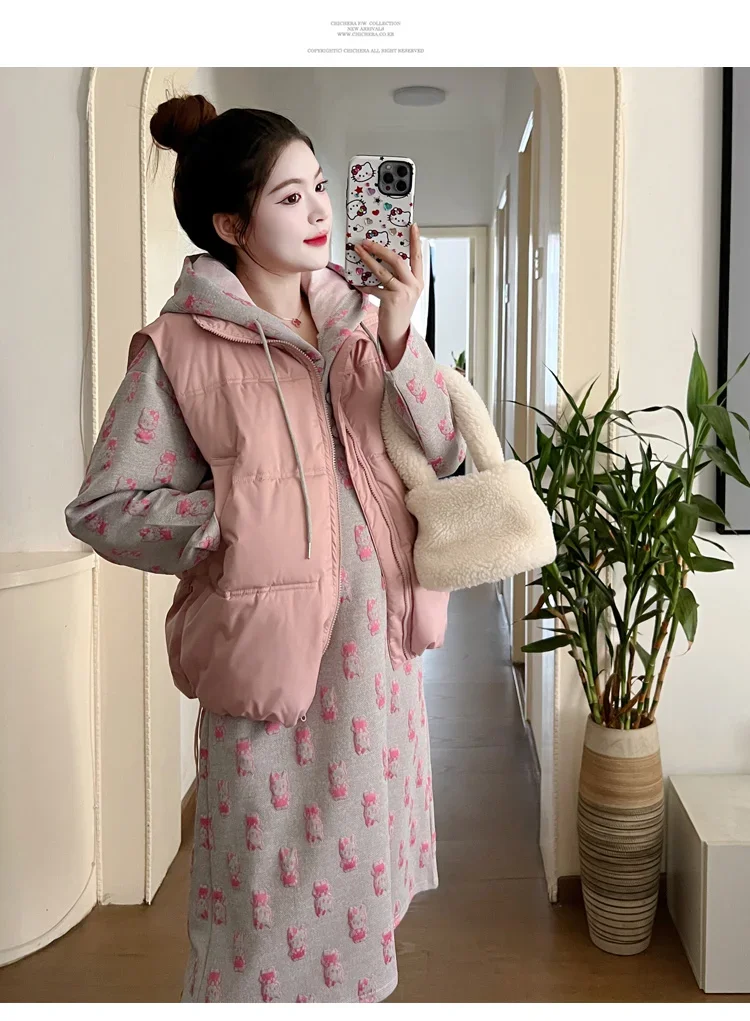 

Winter Plus Size Maternity Clothes Fashion Pregnant Woman Cotton Outerwear Sleeveless Down Coats Pregnancy Vest Jackets Loose