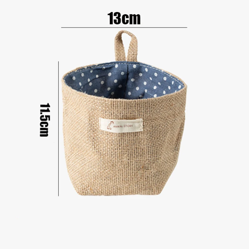 Storage Bag Wall Hang Behind The Door Organizer Linen Pocket Used For Cosmetics Stationery Wardrobe Flowerpot Decoration Basket