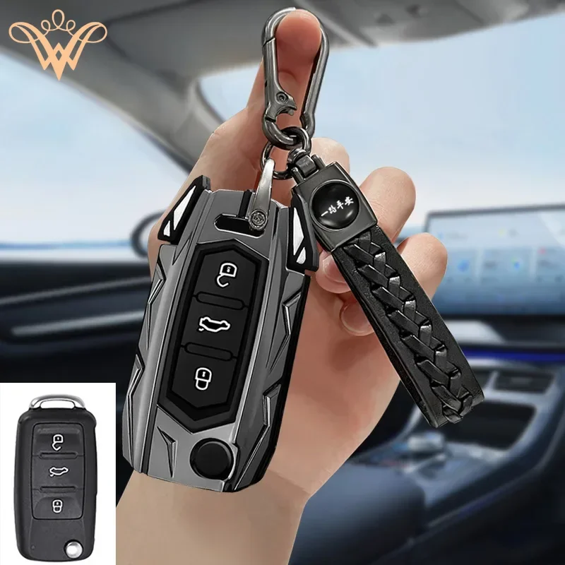 

Zinc Alloy Car Flip Key Case Cover For Volkswagen VW Polo Golf 7 GTI MK7 Tiguan Passat Beetle Skoda Octavia A7 Kodiaq Keychain