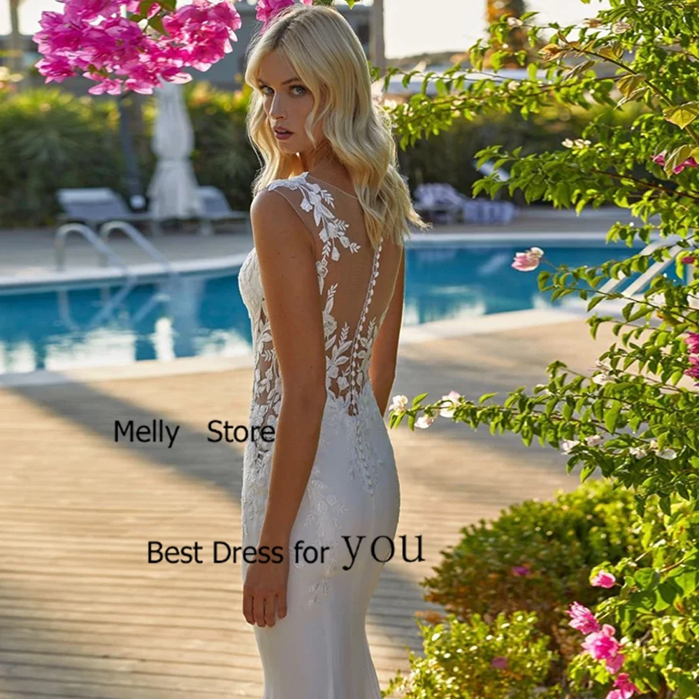 Abiti da sposa a sirena personalizzati con pizzo 2025 Abiti da sposa senza maniche senza spalline avorio Donna Nuova estate Vestido De Novia