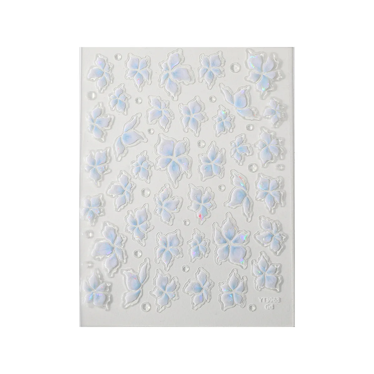 수련 꽃 네일 스티커 신선한 반투명 액체 3D 꽃 젤리 접착제 네일 장식 네일 DIY 살롱 용품