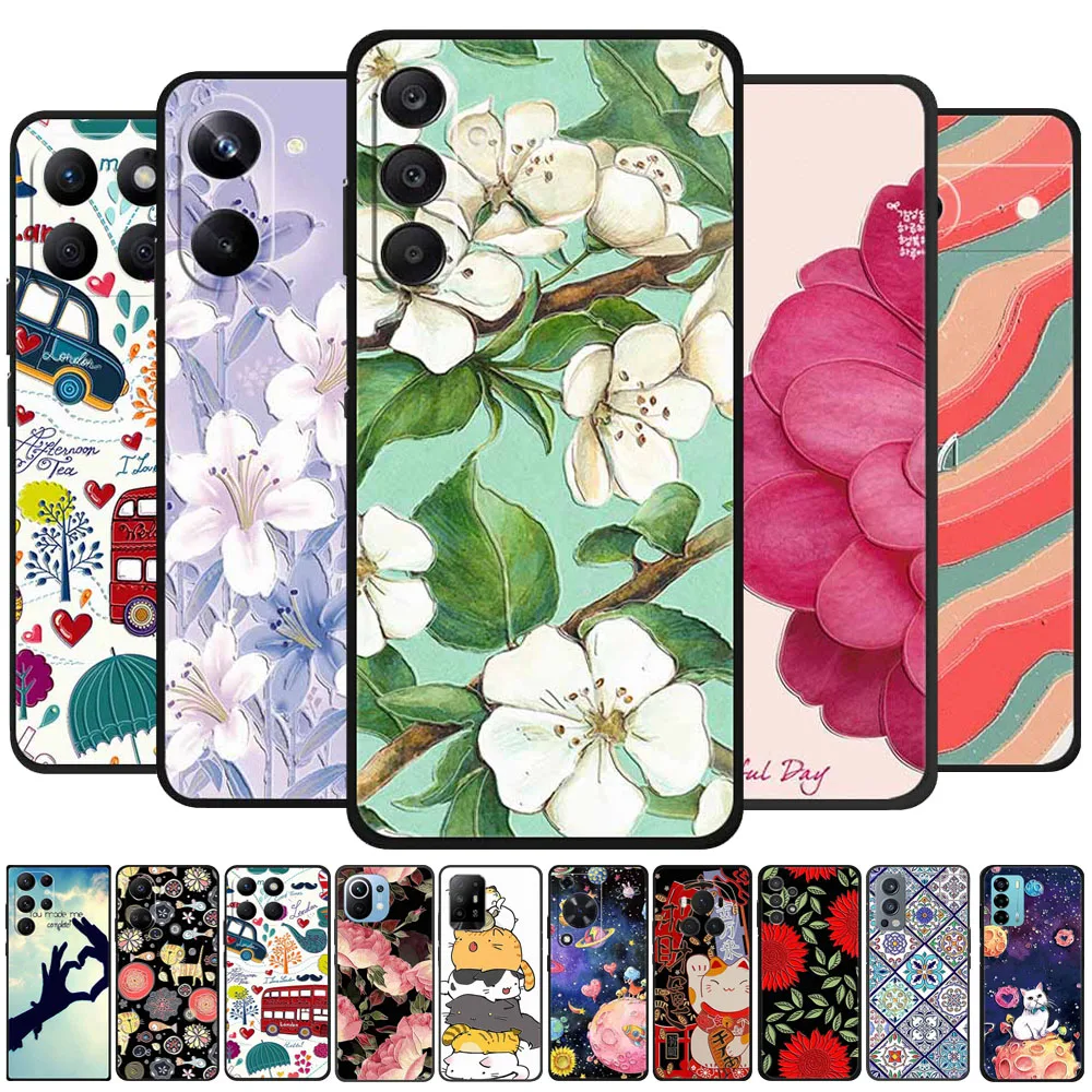 حافظات هاتف منقوشة ثلاثية الأبعاد لهاتف Realme Neo7 SE غطاء سيليكون لهاتف Realme Neo7x حافظة غير لامعة ثلاثية الأبعاد إغاثة الزهور Neo 7x حماية ناعمة