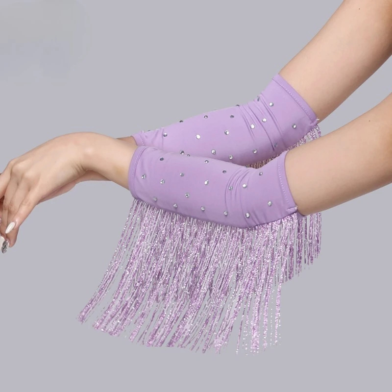 ハンドスリーブとジュエリー ラテンダンス服 手袋 ホットダイヤモンド フリンジスリーブ ダンス服 練習用パフォーマンス服