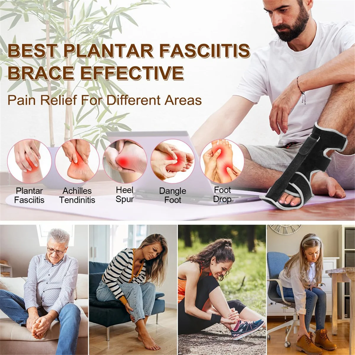 ABTX Plantar Fasciitis Night Splint for Plantar Fasciitis Relief, Plantar Fasciitis Brace for Achilles Tendonitis Heal