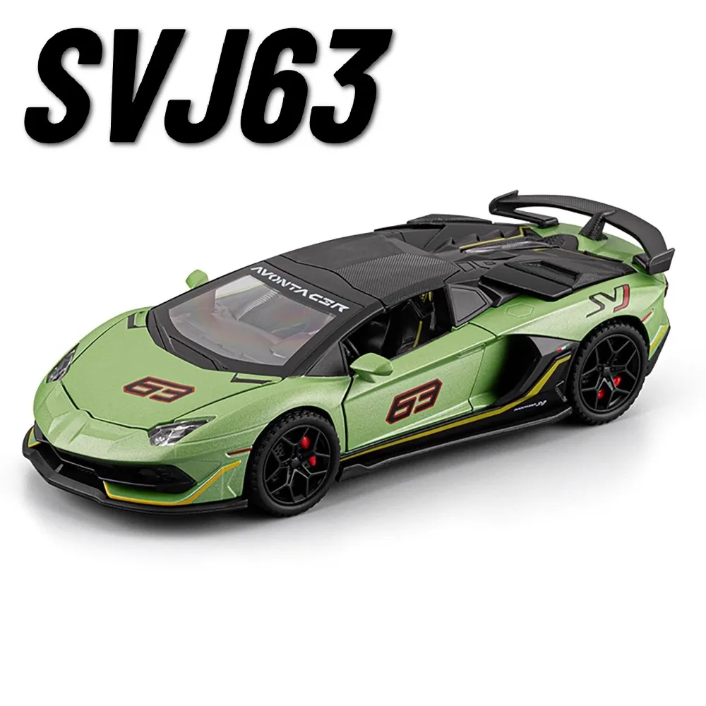 

Масштаб 1:32, SVJ63 Revuelto, модель спортивного автомобиля, игрушка, корпус из сплава, резиновые шины, звуковой свет, модели суперкара, детская коллекция, подарки