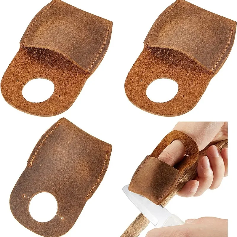 Thumb Guard Genuine Leather Finger Guard for Wood Carving Handmade Carving Accessories Whittling Tools Gloves for Carving Craft