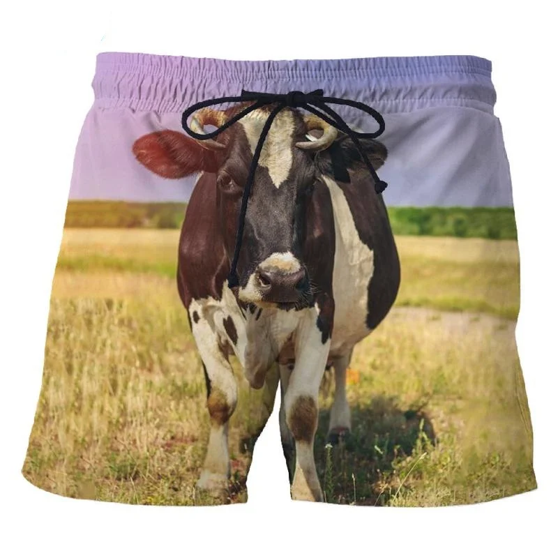 Funny Animal Cows 3D Printed Short Pants Men\'s Hot Sale Summer Vacation Beach Shorts For Women Boys Girls Cool Swim Trunks