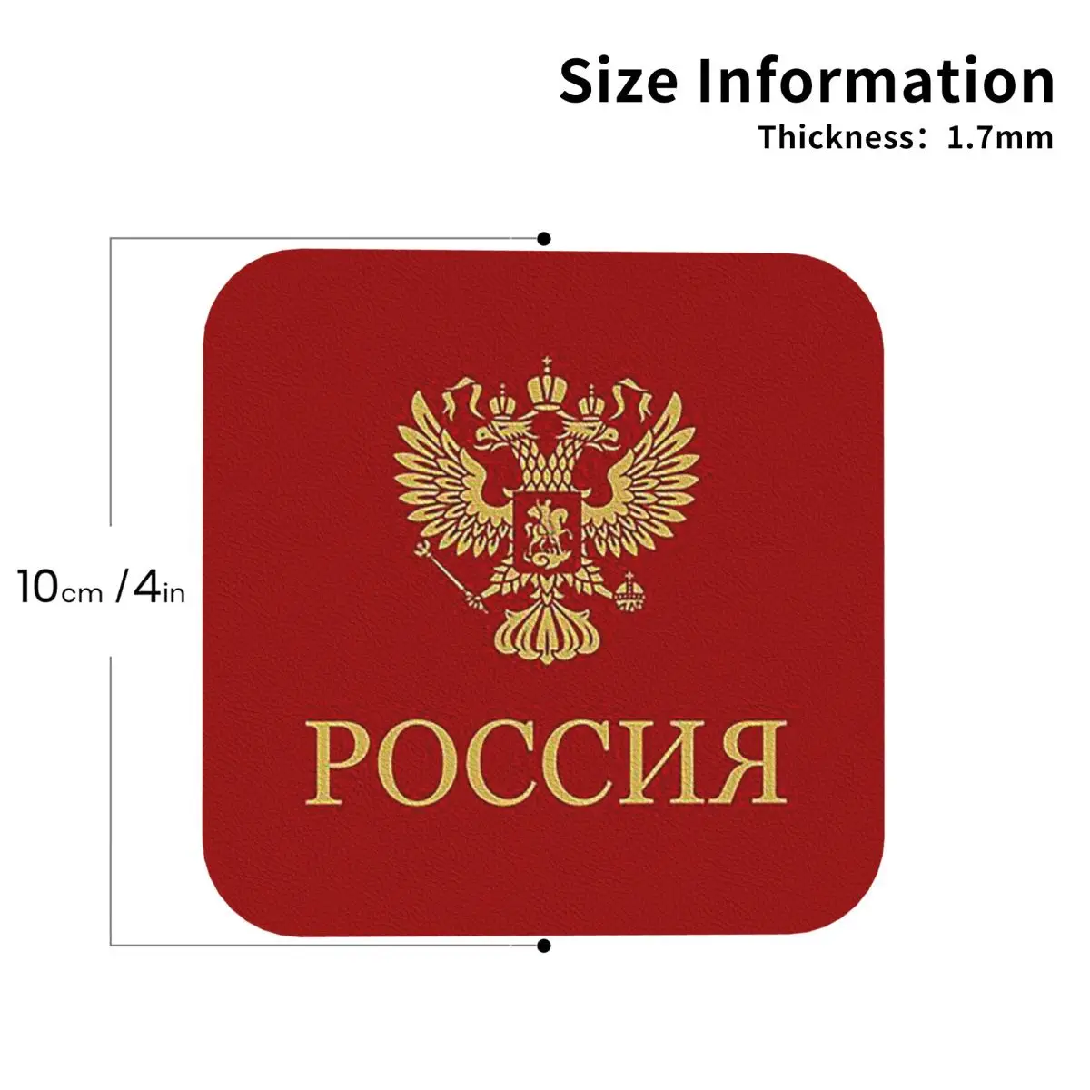 Poccnr Russia Gold Coasters PVC Leather Placemats Non-slip Coffee Mats for Decor Kitchen Dining Pads Set of 6