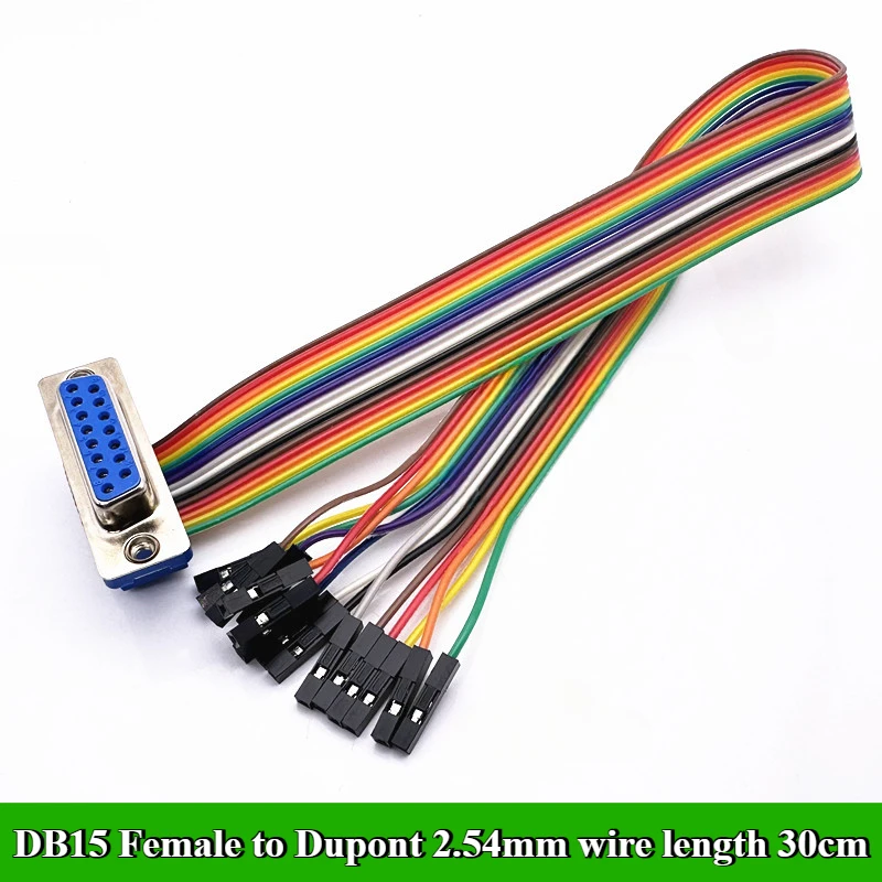 DB9 DB15 Male/Female connector DB9/15Pin RS232 serial port to DuPont 2.54mm single 1P data cable Jumper test wire length 30cm